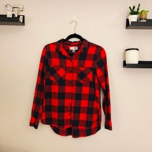 Old Navy Red and Black Flannel Button Down Shirt